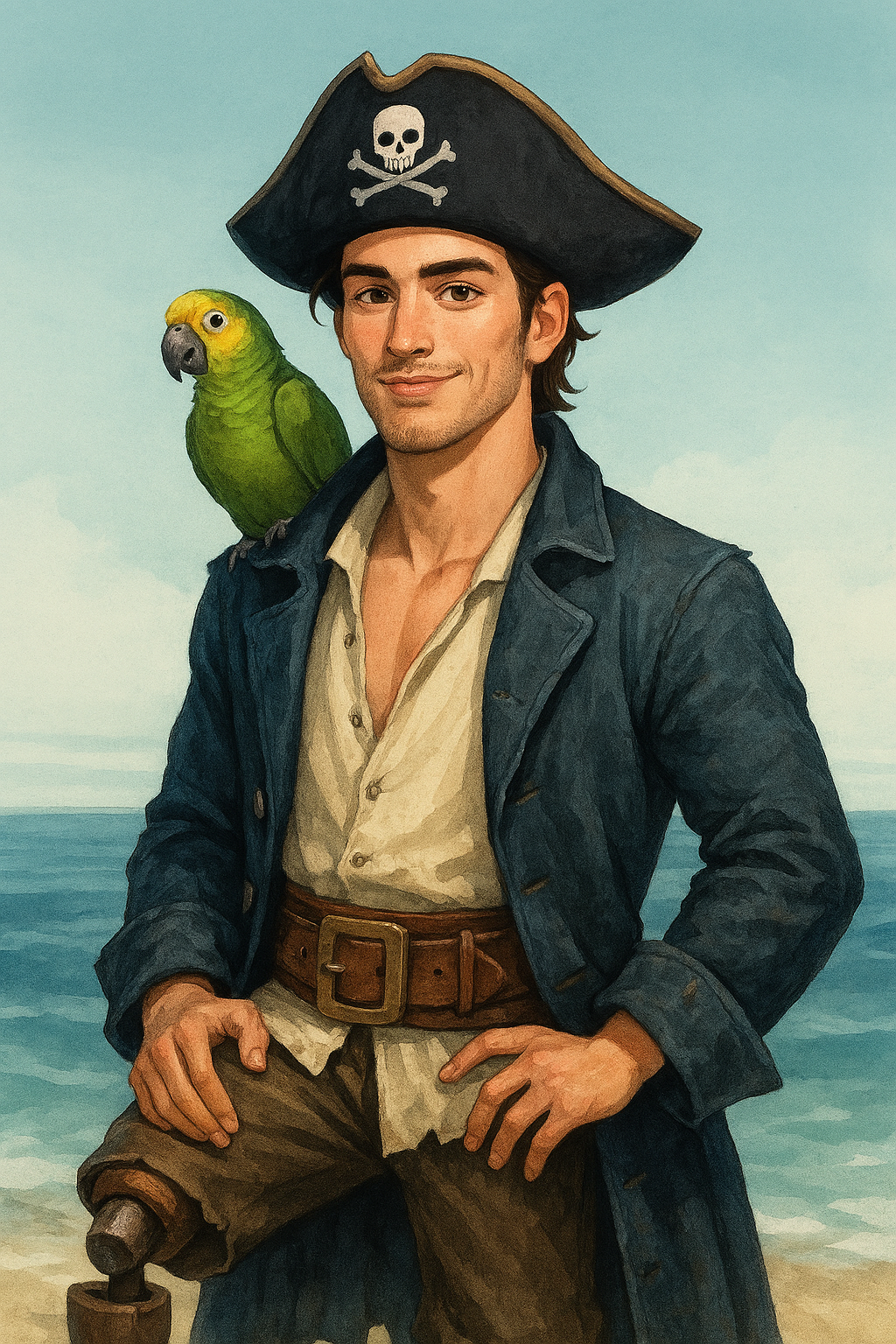 Perrin Fowke - A cool pirate with a pirate hat and parrot